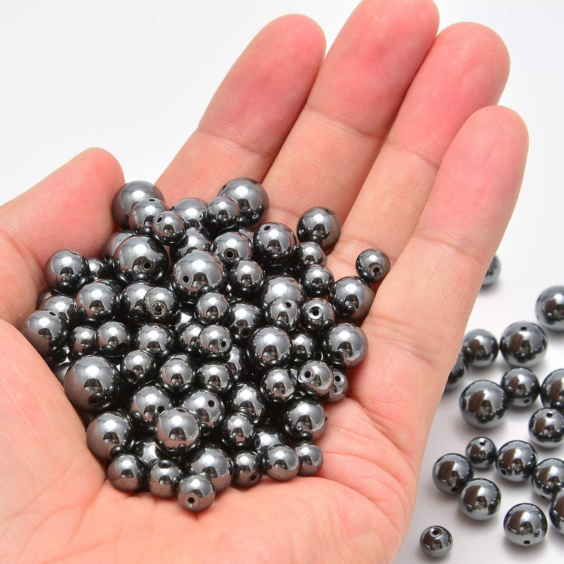 NCB 100pcs Original Natural Stone Beads Gemstone Round Loose Beads 6mm 8mm 10mm (Black Hematite, 10mm 100Beads) - Image 4